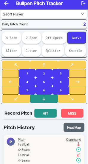 Pitching Bullpen Tracker